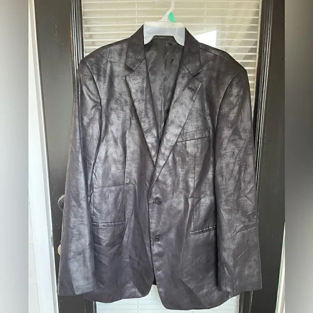 Fezza Men’s Sport Coat Black Size 44L Metallic Formal Party Wedding